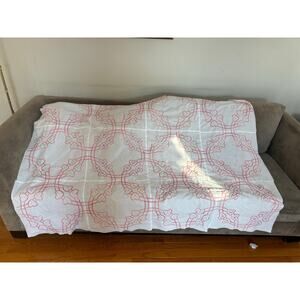 Cross stitch double wedding ring quilt top 67” x 51”